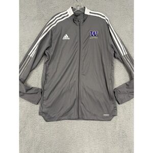Washington Huskies Jacket Mens XL Gray NCAA Basketball Full Zip Adidas AEROREADY